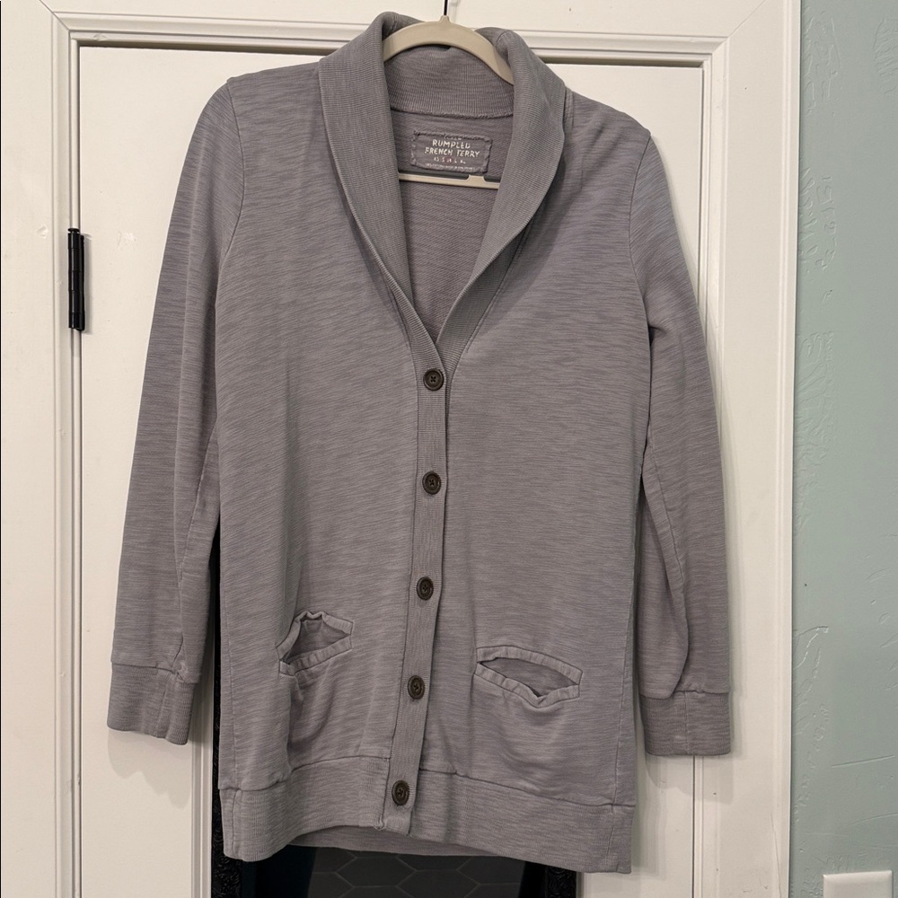 J. Crew Gray French Terry cardigan size Medium